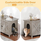 Shintenchi Cat Littler Box Enclosure, Litter Box Furniture Hidden with Removable Divider, Cat House with End Table, Grey, 31.5 inch