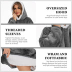 Wearable Blanket Hoodie with Giant Pocket, Soft Warm Sherpa Fleece Oversized Blanket Sweatshirt Gifts for Women Men