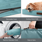 Outdoor Extra Large Dog Crate Bed, XXL Waterproof Dog Bed for Giant Breeds Dogs, 47x29 Inch Orthopedic Egg Crate Foam Pet Mat with Removable Cooling Cover, Light Blue