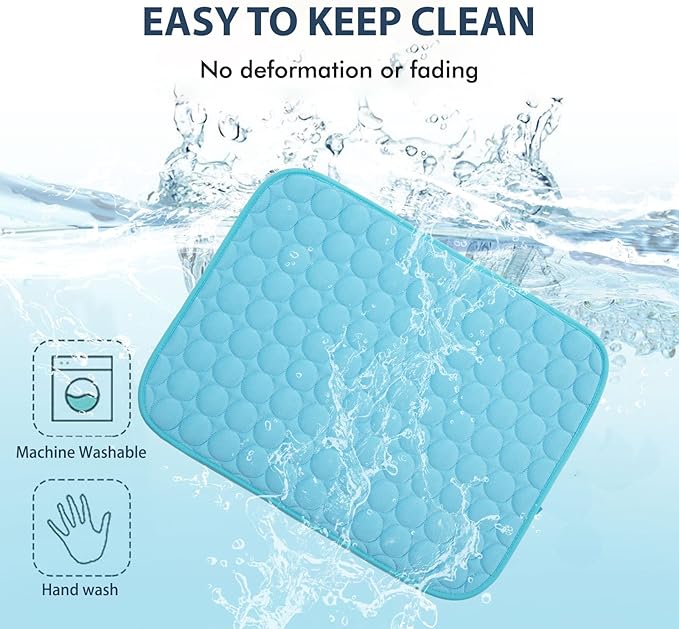 MICROCOSMOS Summer Cooling Mat & Sleeping Pad- Water Absorption Top, Materials Safe, Easy Carry, EZ Clean. Keep Cooling for Pets, Kids and Adults.(Blue, 36" x36")