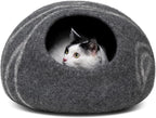 MEOWFIA Cat Cave – Premium Felt Cat Bed for Indoor Cats, Handmade Merino Wool (Dark Grey, Medium)