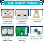 Big Cat Wall Shelves with 3 Steps, Wall Furniture for Large Cats, Feeding Shelf, Mounted Cat Bed, Easy Installation Modern and Durable Shelves for Cats.