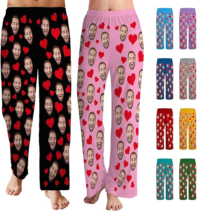 Personalized Face Pajama Pants for Men Women Custom Photo Printed Pajamas Bottoms Trousers Gift for Christmas Birthday