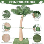 Palm Tree Cat Scratching Post, 36'' Cat Scratcher Post with Natural Sisal Rope, 3 Interactive Balls and Curved Design Scratching Posts for Indoor Cats Adults and Kittens, Multi-Combinable (Style B)