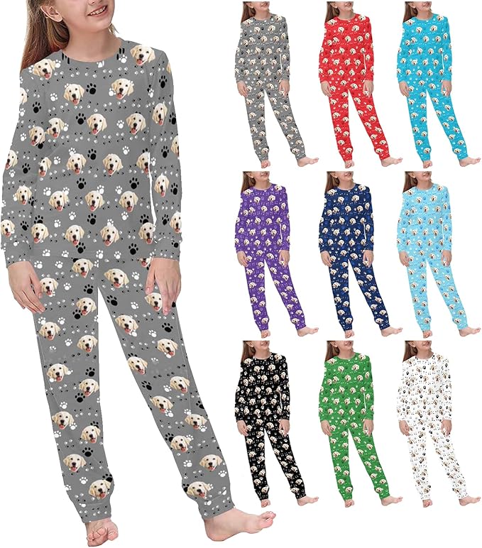 MyPupSocks Customizable Pet Lover Pajama Sets | Personalized Face Printed Sleepwear for Daughter & Son