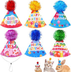 6pcs/Pack Mini Dog Happy Birthday Hats Party Hats for Small Puppies Doggie Cats Kittens Rabbit Boy Girl Birthday Costume Accessories