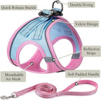 Dog Harness with Leash Set, No Pull Adjustable Reflective Step-in Puppy Pet Vest Harnesses for Small Medium Large Dogs and Cats,Pink Green M