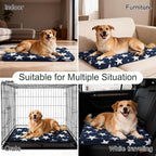 Washable Dog Bed Plush Orthopedic Outdoor Crate Mat with Non-Slip Bottom,Luxe Soft Kennel Pad for Pets, Cozy Cage Cushion & Pet Sleeping Mattress Large Sized,Medium,Small Dogs,36 x 24 inch,Blue