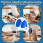 7 Pcs Bathing Kit with Storage Bag for Dogs & Cats Includes Pet Grooming Gloves, Dog Bath Brush & Finger Toothbrush All-in-One Pet Care (Ocean Blue)