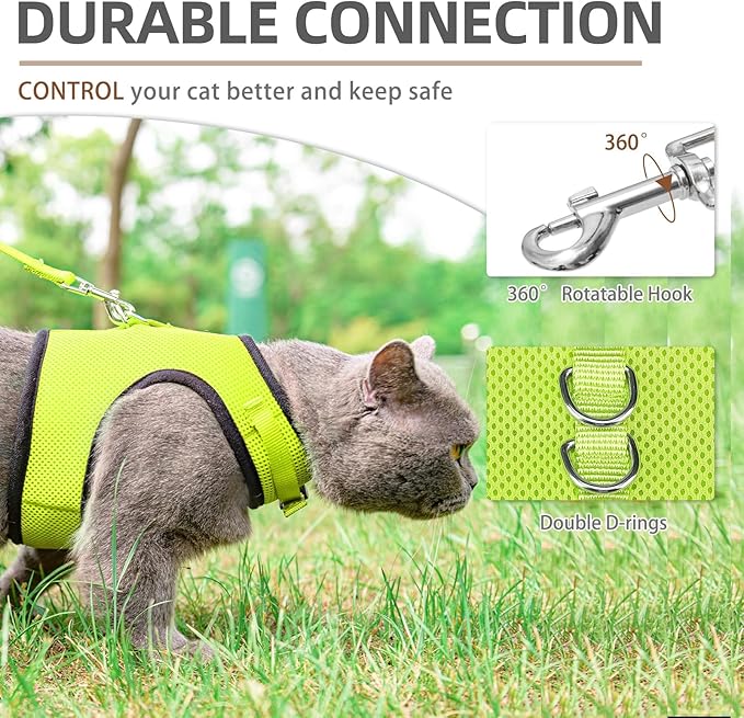 PUPTECK Soft Mesh Cat Vest Harness and Leash Set Puppy Padded Pet Harnesses Escape Proof for Cats Small Dogs Rabbits Bunny