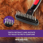 RYAN'S PET SUPPLIES Paw Brothers Magic Spring Undercoat Rake for Dogs, Professional Grade, Spriing Loaded Pins, Comfort Grip, 6.8 in