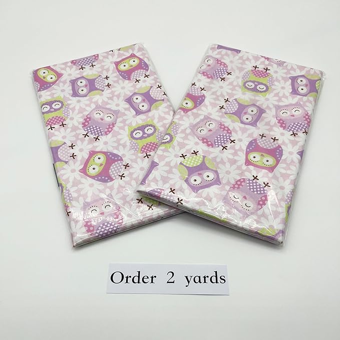 1 Yard (Pre-Cut) 43" x 36" (109cm x 92cm) Premium Floral Cotton Quilting Sewing Fabric, DIY Sewing Patchwork Supplies for Face mask Clothing Handmade Craft&Home Decoration (Owl)