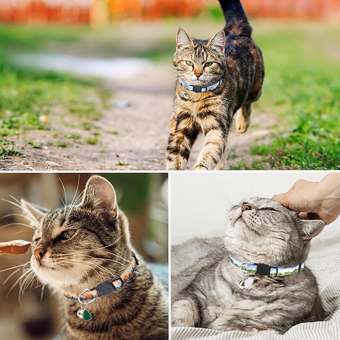 SCENEREAL Breakaway Cat Collars with Bell, 3 Pack Adjustable Safety Cat Collar for Boy and Girl Cats, Cute Kitten Collar for Cats Puppies Daily Wearing