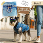 Cool Dog Jean Jacket Vest with D-Ring Blue Denim Dogs Outfits for Small Medium Dogs Cats Boy Male Dog Clothes Costume Dogggie Puppy Harness Coat for Frenchie Walking(Blue with D-Ring,XL)