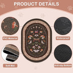 Bienbee Cat Litter Mat, 33" x 22" Large Size Litter Box Mat Rug with Non-Slip Bottom,Urine and Water Proof, Easy to Clean Cat Supplies Essentials for Indoor Kitty Kitten Floor,Brown Mushrooms L