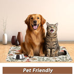 Red Mushroom Pet Feeding Mat,Fern Herb Berries Absorbent Quick-Dry Cat Dog Food and Water Bowl Mats,Non-Slip Rubber Backing Mat,Cat Dog Accessories Supplies 12"x20"