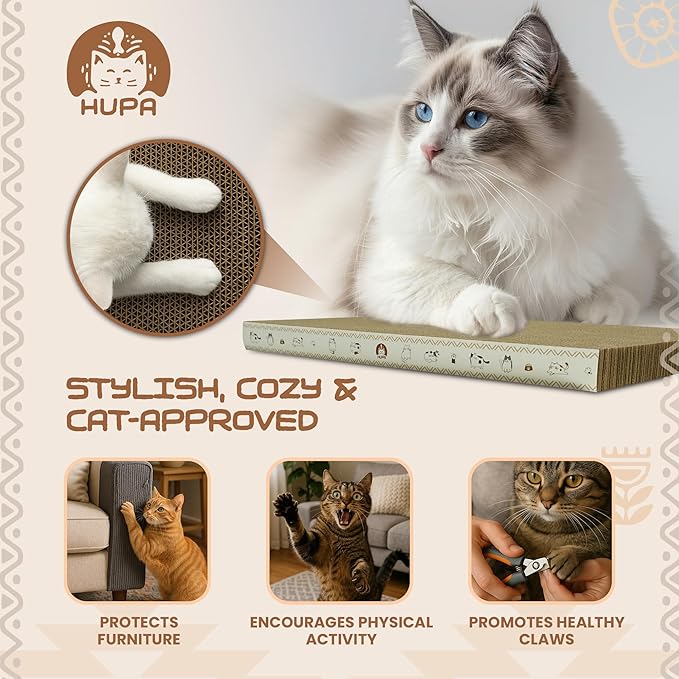 5 Pack Cat Scratching Boards | Reversible Cardboard Cat Scratcher with Catnip | Corrugated Cardboard cat Scratcher | Indoor Cat Scratch Pad | Durable Cat Scratcher Box | 16.34" L x 11.42" W x 5.51" H