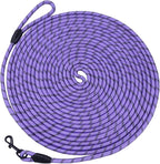 Long Dog Leash for Training 30Ft-Reflective Nylon Rope with Swivel Hook-Recall Agility Lead for Large Small Medium Dogs Outside Walking Hiking-Purple