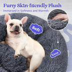 rabbitgoo Calming Dog Bed for Small Medium, 27 inches Pet Bed Machine Washable, Non-Slip Round Fluffy Plush Faux Fur, Soft Donut Cuddler Cushion for Small Dogs, Dark Grey
