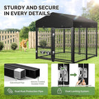 Sino Luban 2PCS Outdoor Dog Kennel Outside Run with Doggy Door, Swivel Feeder&Roof - 5x5x5FT Large Dog Kennels Pens Outside for Medium/Large Dogs - Heavy Duty Cage (Can Connect to Your Dog House)