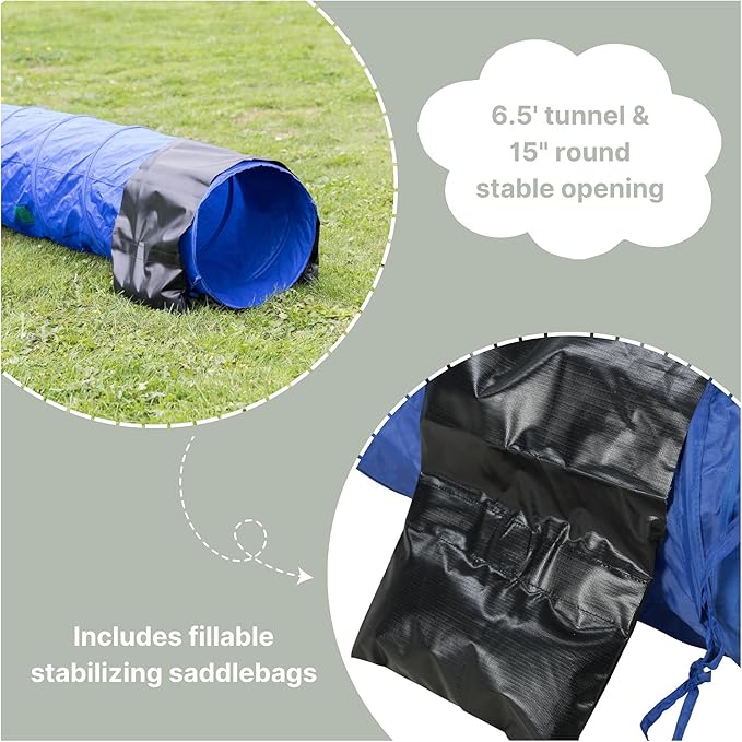 TRIXIE Dog Agility Tunnel– Dog Tunnel for Small Dogs or Cats Agility Training, Portable Dog Tunnel 78.7 in Long & 15.7 in Diameter, Dog Agility Equipment for Beginners & Advanced