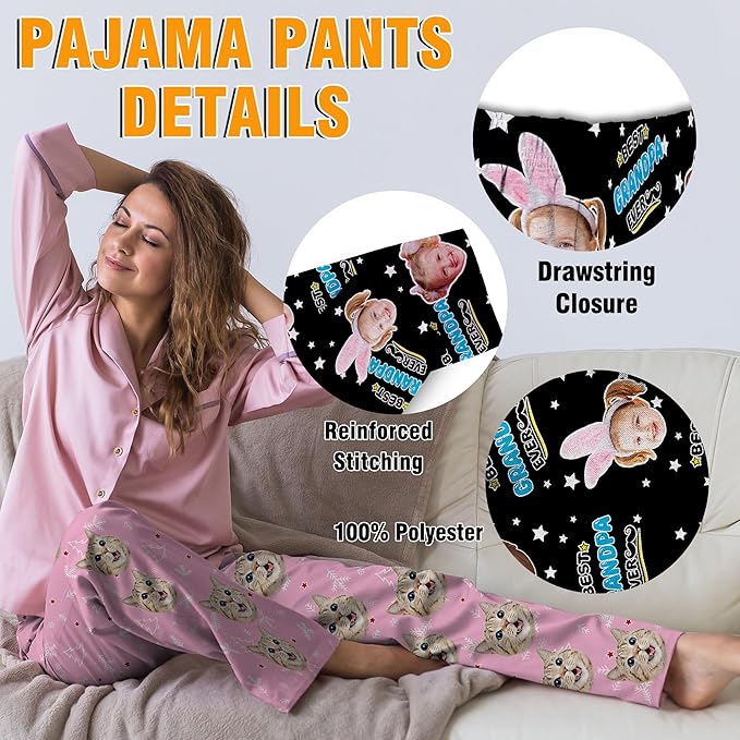 Personalized Pajamas with Faces for Men Women Custom Gifts For Pet Lover Family Cat Dog