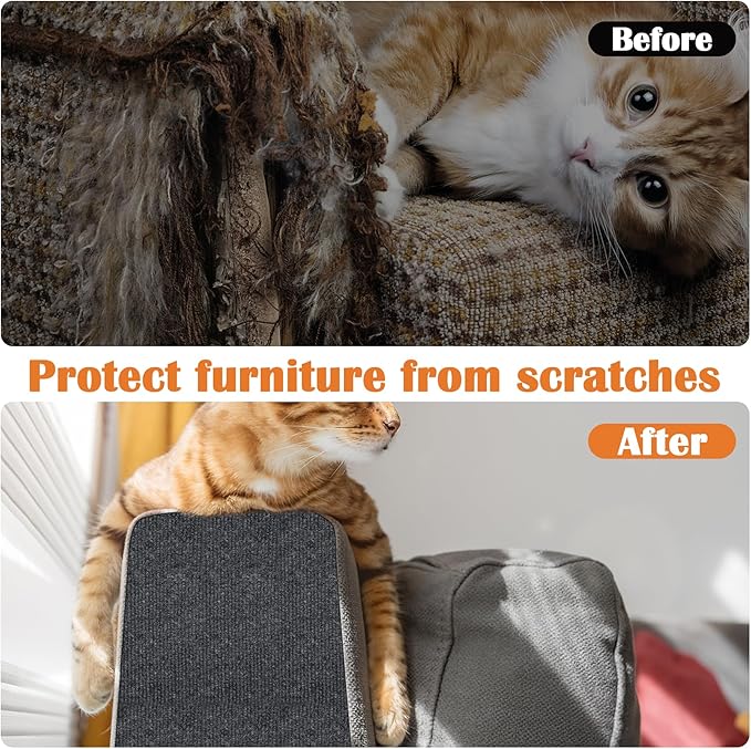 Cat Scratch Furniture Protector - 40" x 17" Trimmable Self-Adhesive Cats Claws Scratch Pads, DIY Cat Climbing Couch Protector for Scratch Post Cat Tree Replacement Indoor (Dark Gray)