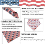 ADOGGYGO American Flag Dog Bandana 2 Pack, Reversible White Red USA Flag Pet Scarf Bib, Adjustable Fit 4th of July Bandanas for Small Dogs Pets (Small)