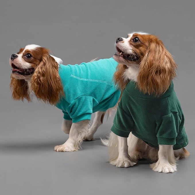 Fitwarm 3 Pack Fleece Sweater - Turtleneck Dog Sweatshirt, Cat Apparel, Dark Green, Teal Green, Olive Green, Large