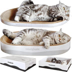 3PCS 23.6 Inch Extra Large Cat Scratcher Bed,Big Cats Box with Corrugated Scratch Pad, Scratching Lounge Bed,Oval Shape Cat Scratcher Bowl