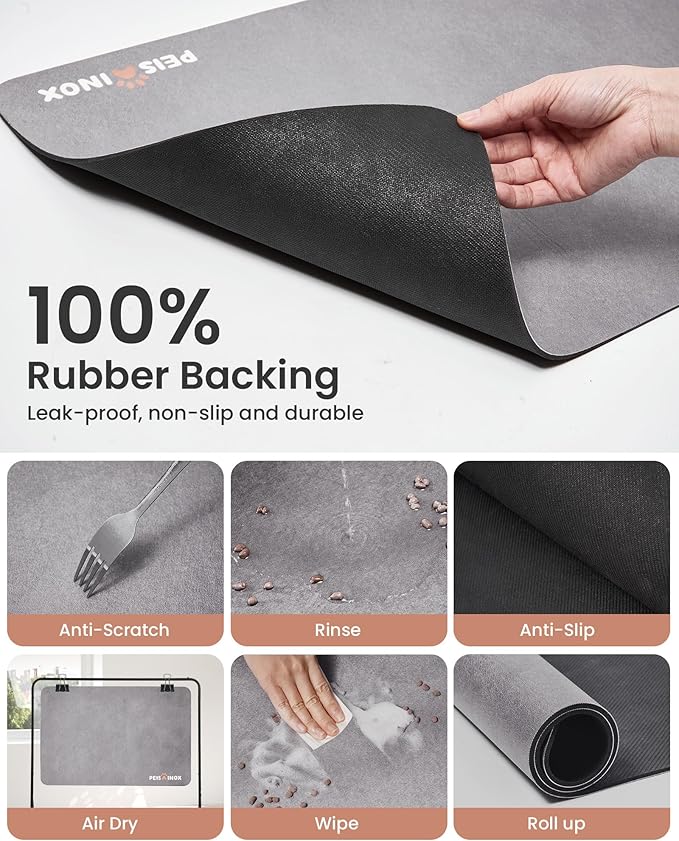 Cat Dog Food Mat, Rapid Water Absorption Dog Mat for Food and Water,100% Waterproof Cat Dog Bowl Mat, Pet Food Mat for Messy Drinkers to Protect Floors, Pet Accessories Supplies