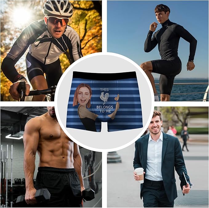 M YESCUSTOM Custom Faces Funny Short Briefs Gift for Husband Underwear