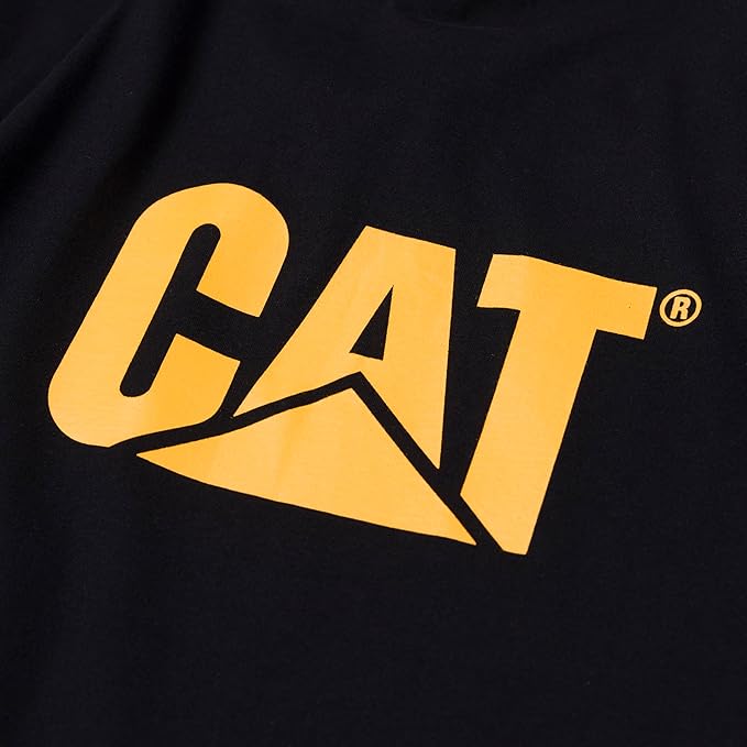 CAT Men's Trademark T-Shirts with Shape-Retention Rib Trim Spandex, Tagless Neck, and Cat Logo on Left Chest
