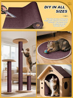 2PCS 39.4"x15.8" Cat Scratch Mat, Trimmable Self-Adhesive Carpet, DIY Climb Cat Scratcher for Furniture Couch or Wall Protector, Covering Cat Scratching Post Replacement Pads (Brown)