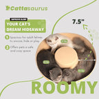 Cattasaurus Peekaboo Cat Cave Donut for Multiple & Large Cats up to 30-45 lbs, 3-in-1 Self Warming Cat Bed, Tunnel & Scratcher for Indoor Cats, Washable & Detachable Dog Bed (Pastel Macaron, Large)