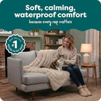 Furhaven Waterproof Throw Blanket for Dogs & Indoor Cats, Washable - Shaggy Plush Calming Long Faux Fur & Velvet Dog Blanket - Taupe, Medium