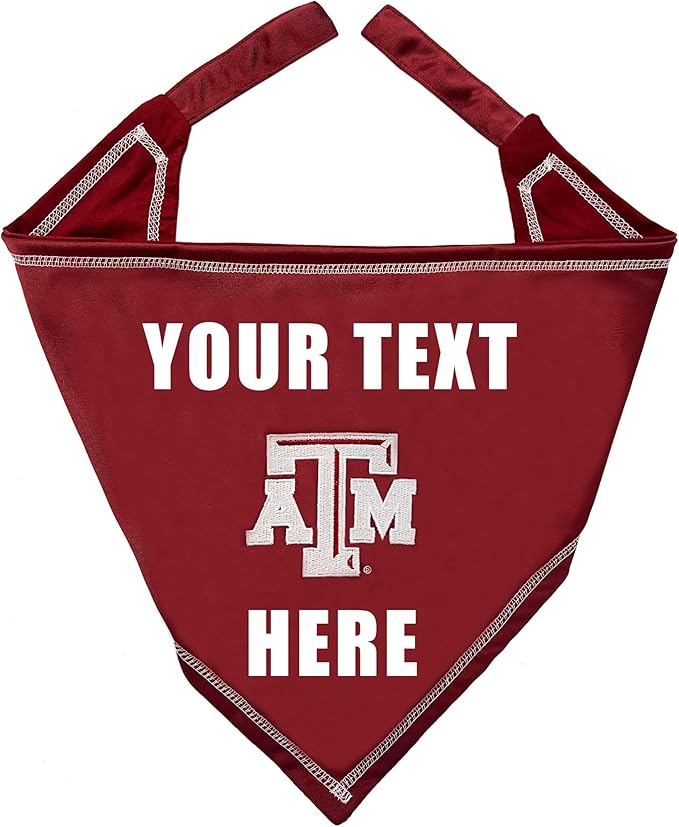 Pets First NCAA Texas A&M Aggies Personalized Tie Around Bandana for Dogs & Cats, Size Small/Medium. Custom Dog Bandana Scarf Bib for Pet Cat Dog. The Ultimate Game-Day & Party Customizable Bandana