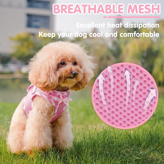 PUPTECK Dog Harness for Puppy and Small Sized Dogs, Step-in No Pull Soft Mesh Vest Harness for Cats Small Pets Walking, Pink, New XXS
