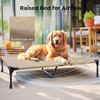 Veehoo Cooling Elevated Dog Bed Add Removable Waterproof Bolster Cushion Mat, Raised Pet Cot with Breathable Teslin Mesh, No-Slip Feet, Dog Couch Bed for Indoor Outdoor, 49x33inches, Beige, CWC2331B