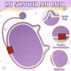2 PC Cat Scratcher Mat - Natural Cotton Rope Oval Horizontal Scratch Pad (11''x13.7'') with Dangling Ball Toy, Cat Ear Design, Furniture Protector for Floor/Wall, Durable Handmade (Green, 2 PC)