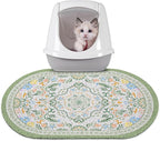 Bienbee Cat Litter Mat, 24" x 15" Litter Box Mat Rug with Non-Slip Bottom,Urine and Water Proof, Easy to Clean Cat Supplies Essentials for Indoor Kitty Kitten Floor, Bean-Green M