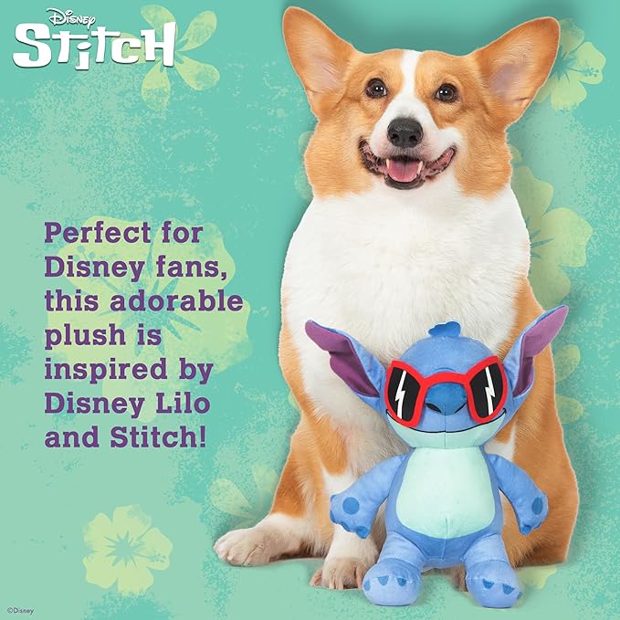 Disney for Pets Lilo and Stitch 8” Hidden Rope Plush Squeaker Dog Toy, Squeaky Pet Plushy, Tug Ropes for Dogs, Cute Dog Toy Fans