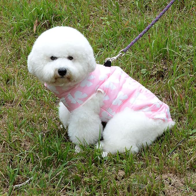 SMALLLEE_Lucky_Store New Various Pet Cat Dog Soft Padded Vest Harness Small Dog Clothes Pink Bow, Model: BFL049-Pink-L, L(Chest 17.7" Back 15.0")