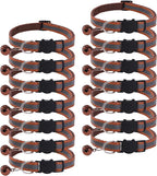 14 Pack Breakaway Cat Collar with Bell, Reflective Kitten Collar for Girl Boy Cats, Safety Buckle Adjustable 7.5-12.5 Inch, 0.4 Inch Width Lightweight, Pet Gifts (Brown)