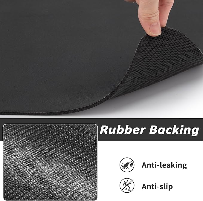 Dog Food Mat - Absorbent Cat Mat for Food and Water, No Stains Pet Feeding Bowl Mat, Easy to Clean Pet Placemats, Quick Dry Dog Water Dispenser Mat for Messy Drinkers | Paw Black 16"x 24"