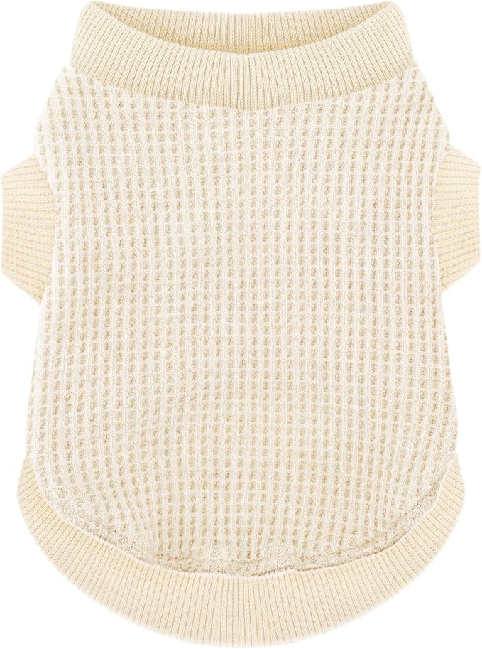 Cozy and Functional Dog Shirts for Small Puppies: Stretchable Beige Attire with Easy-On Design, Ideal for Chihuahuas and Yorkies - Enhance Comfort and Playfulness on Chill Days Small