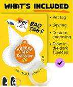 Bad Tags Personalized Dog and Cat ID Tags in 25+ Designs and 2 Sizes - 5 Lines of Custom Engraved Text - Funny Cute Personalized Pet Tags (Cheese Tax Collector, Large (1.25 inch))