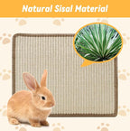 Sisal Scratcher Mat for Rabbit,15.74 x 11.81 Inch Bunny Scratch Mat for Grinding Claw Resting Playing Chew Natural Sisal Rabbit Foot Mat for Ferret,Guinea Pigs,Hedgehog,Chinchillas
