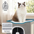 Bedsure Cat Beds for Indoor Cats - Large Cat Cave for Pet Cat House with Fluffy Ball Hanging and Scratch Pad, Foldable Cat Hideaway, 16.5x16.5x13 inches, Dark Grey