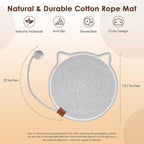 Cat Scratcher Mat, Natural Cotton Rope Cat Scratch Pad, 15.7'' Round Horizontal Floor Cat Scratching Pads for Indoor Cats, Cat Furniture Protector for Wall, Couch, Carpets, Sofas